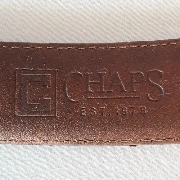 Chaps Italian Leather Mens Belt XXL Waist Saddle Brown - Picture 9 of 13